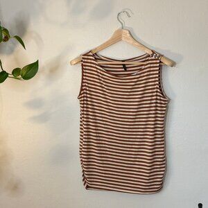 Striped Sleeveless Top (Cream and Rust Striped)